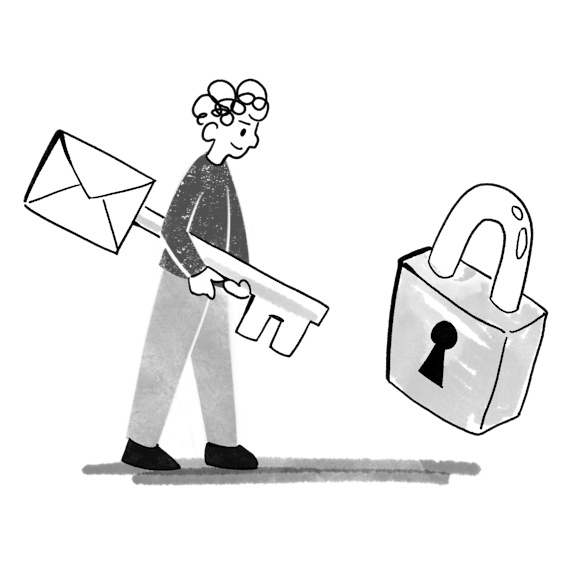 Person with a large key and a padlock