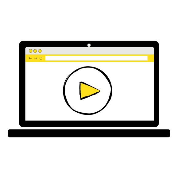 laptop with a video landing page on the screen