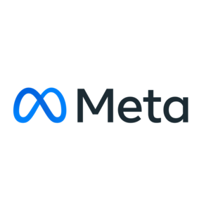 Meta logo, featuring the Meta icon next to the word ‘Meta.’
