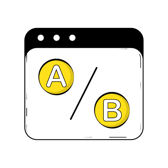 text ux/ui - Interface containing two yellow circular buttons labeled 'A' and 'B'