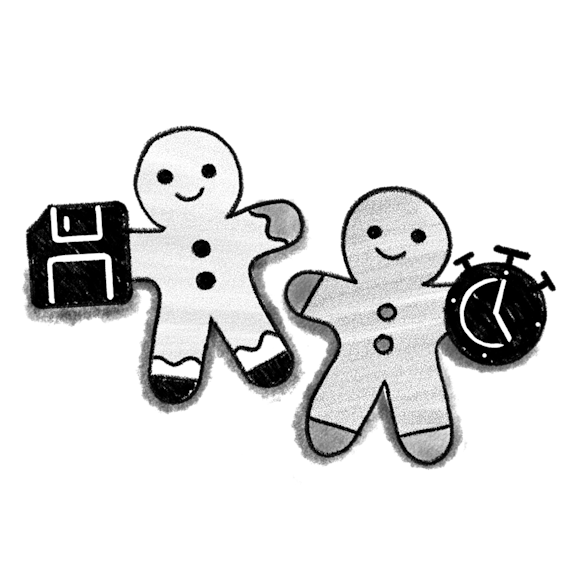 Gingerbread cookies with timer and save file (floppy disc)