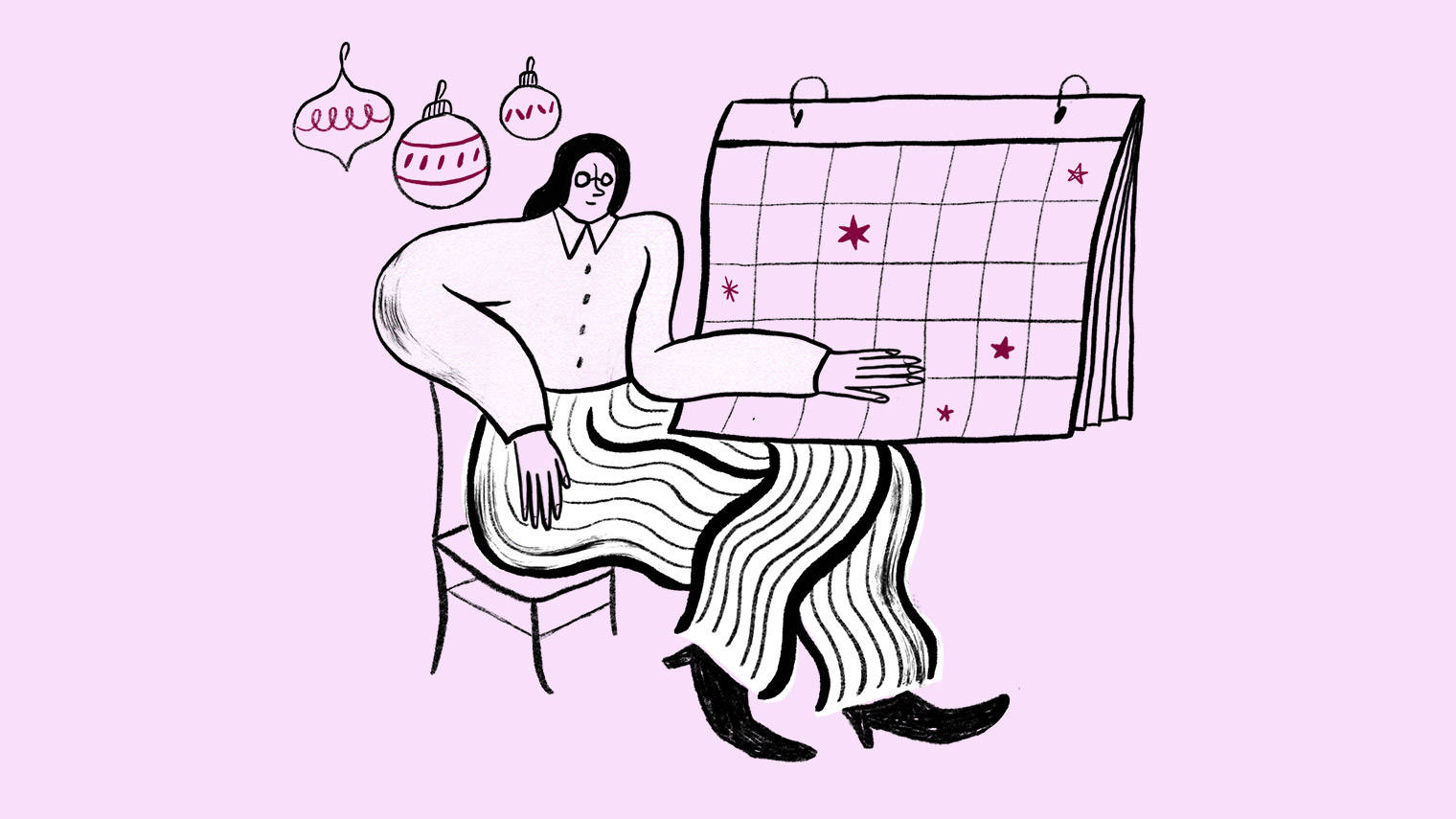 Illustration of a woman looking at a calendar