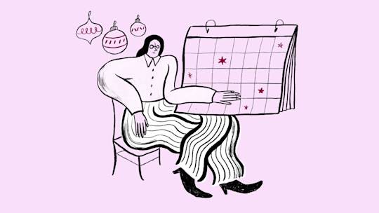 Illustration of a woman looking at a calendar
