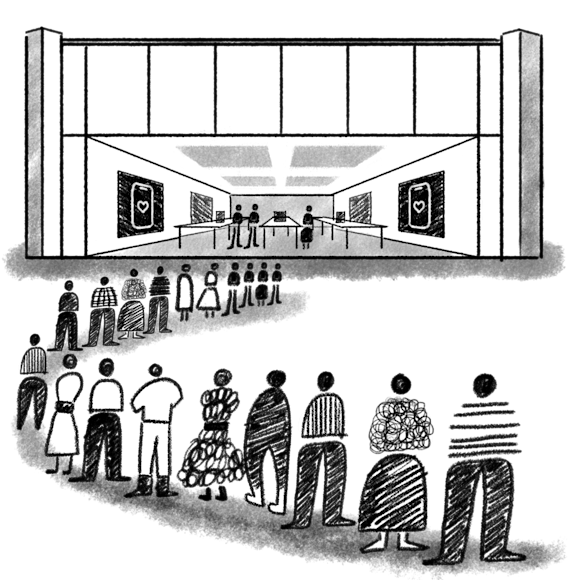 People waiting in line for flash sale