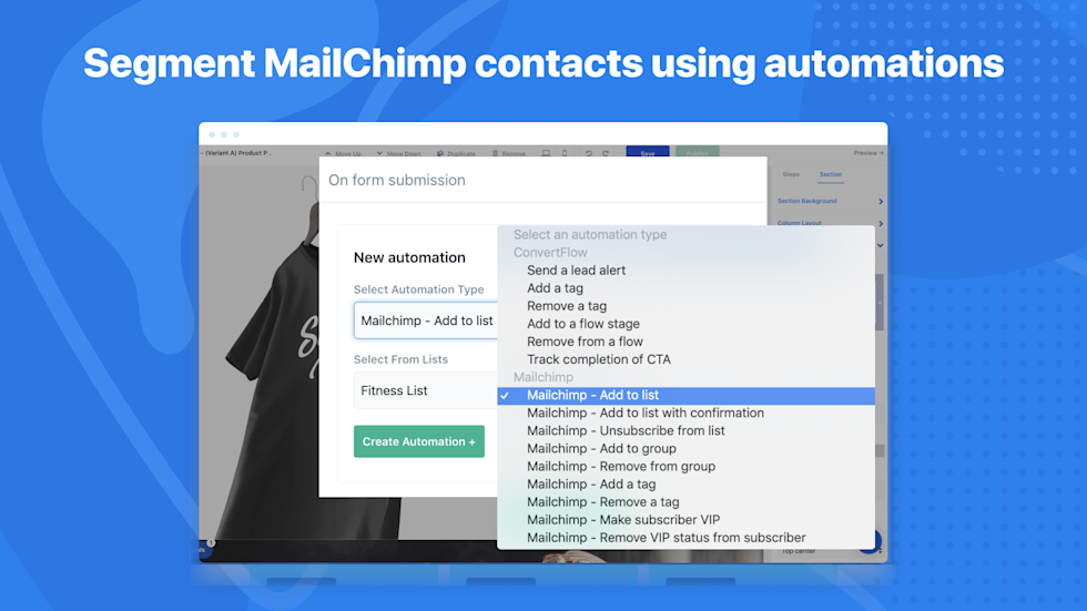Image of creating an automation in ConvertFlow