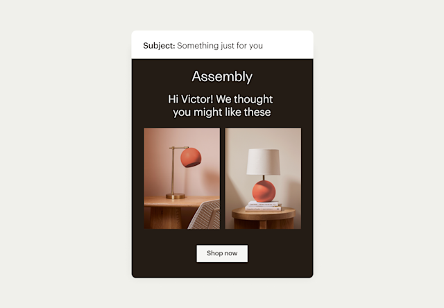 Email showing automated recommendations based on audience buying behavior and more.