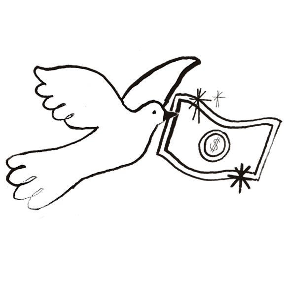 Dove with a dollar bill