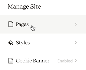 Manage Site > Pages