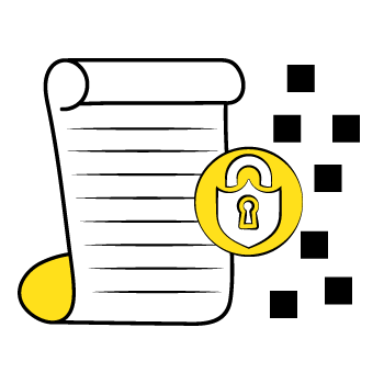 add SSL - illustration of a roll of paper with a security icon and several rectangular dot icons