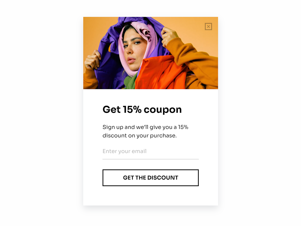 An image of an example Getsitecontrol user-friendly pop-up with discount.
