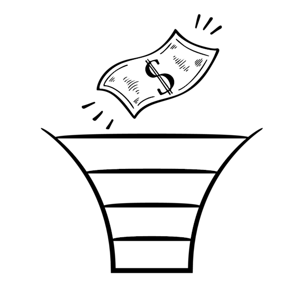 sales funnel with money going into it