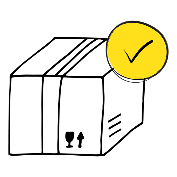 Graphic of a box with a checkmark next to it