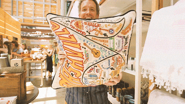 Rob Williams tossing a pillow