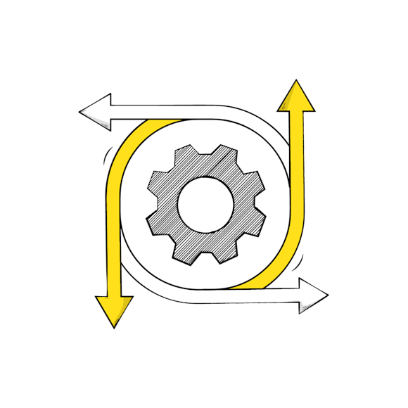 gear with circle of arrows around it