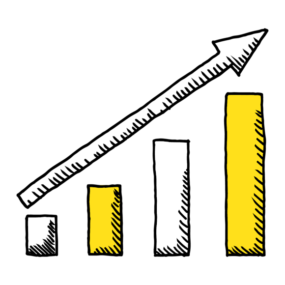 positive graph with arrow pointing up