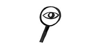 An illustration of an eye looking through a magnifying glass.