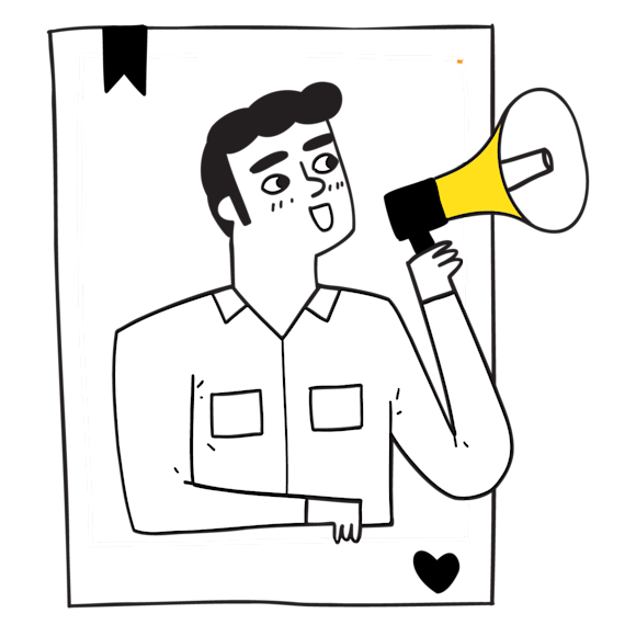 Graphic of a person holding a megaphone