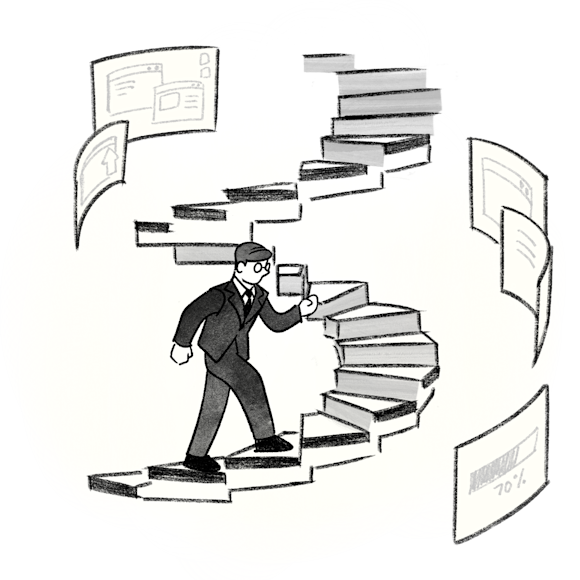 Sales rep walking up stairs