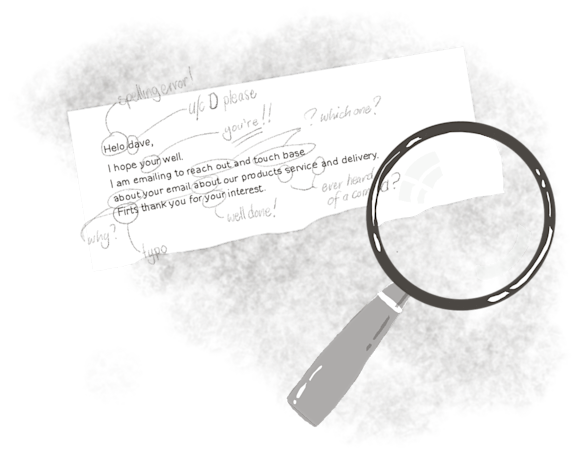 Grammatical errors and magnifying glass