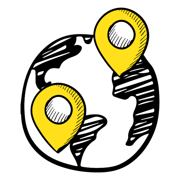 globe with location marks