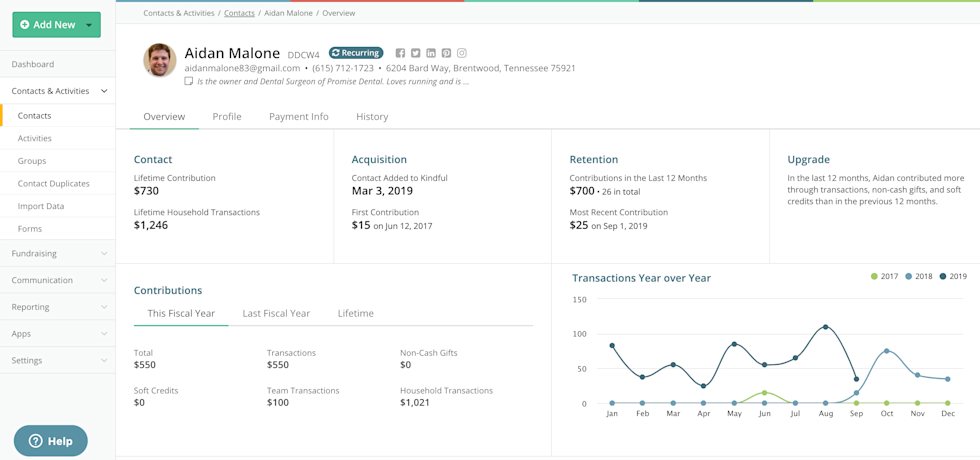 Image of a contact in Kindful