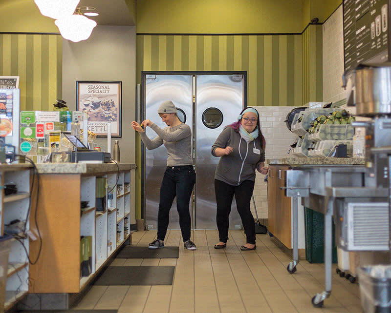 Melissa and Claire dancing