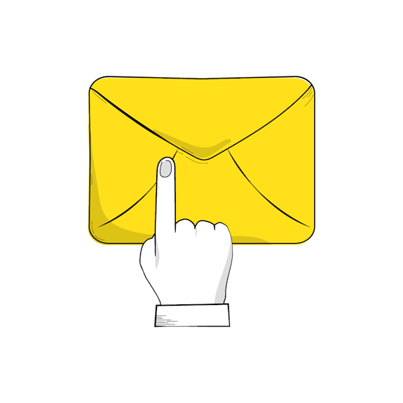 Icon of an email with a finger touching it