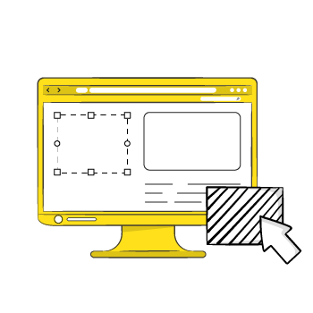 update your website - Line illustration of browser windows and computer screens connected by diagonal striped elements