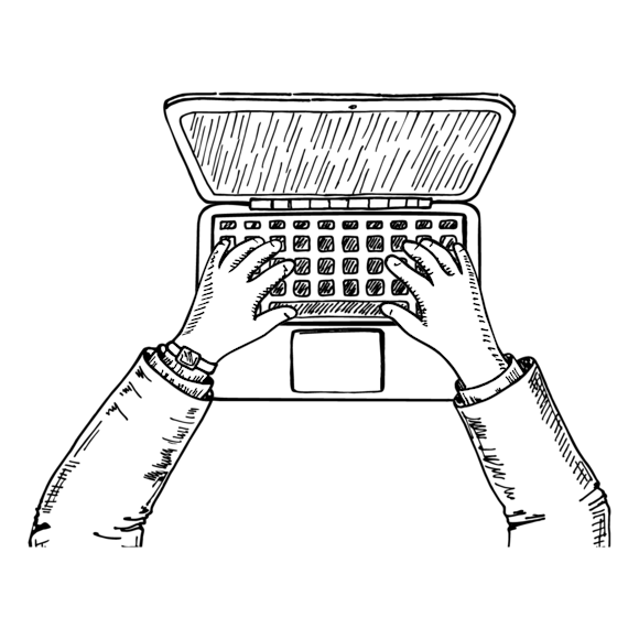 Graphic of someone typing on a laptop