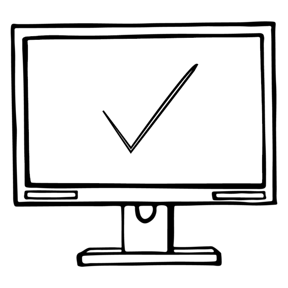 Computer with check mark on screen