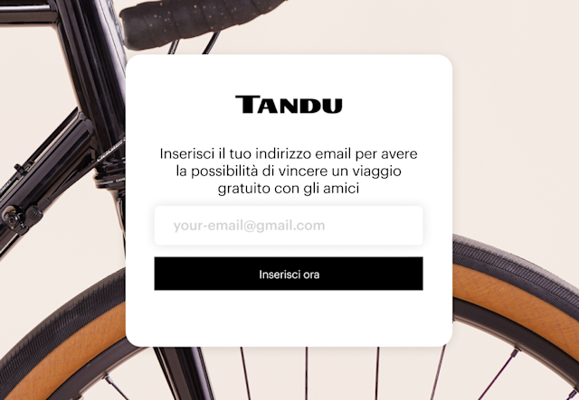 Un esempio di pagina di destinazione dell’e-commerce con un modulo di iscrizione per la raccolta degli indirizzi email dei visitatori.