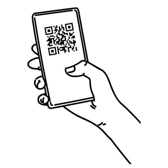 hand holding phone with QR code