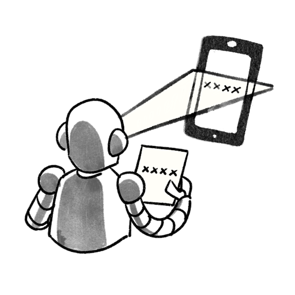 Robot scanning a verification message