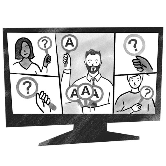 People asking questions on a video call