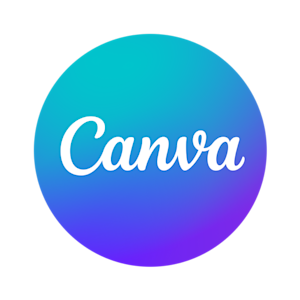 The Canva logo with the word ‘Canva’ in the middle of a blue-to-purple ombré circle.
