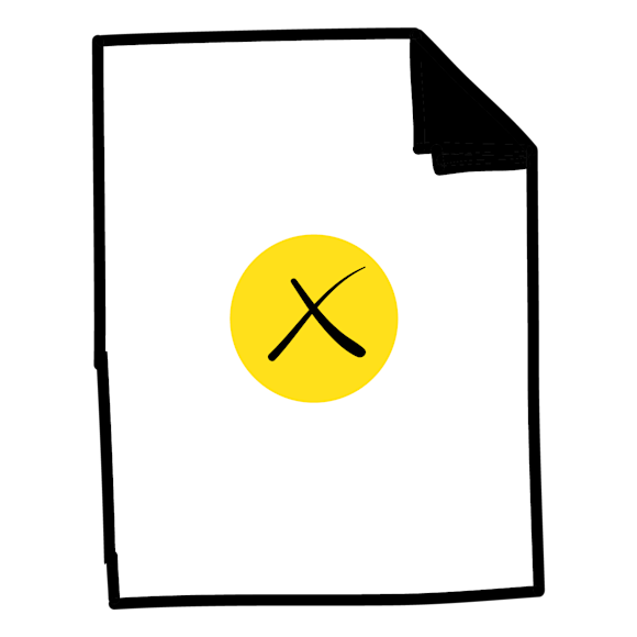 paper with x on the front