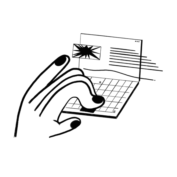 Illustration of a hand on a laptop keyboard