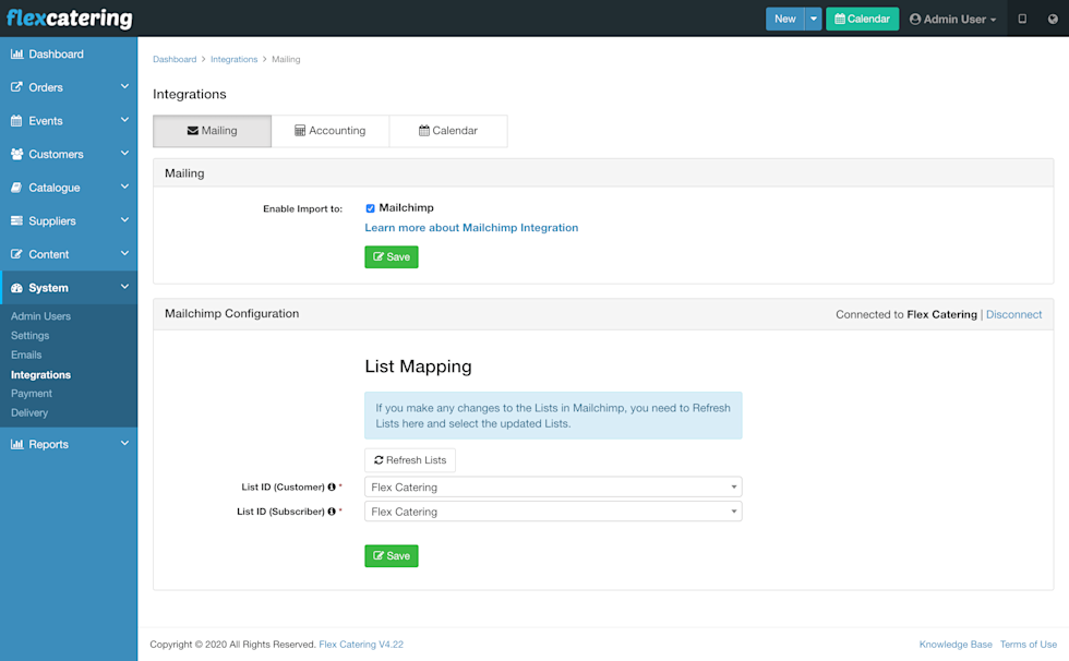 Image of Flex Catering dashboard order list