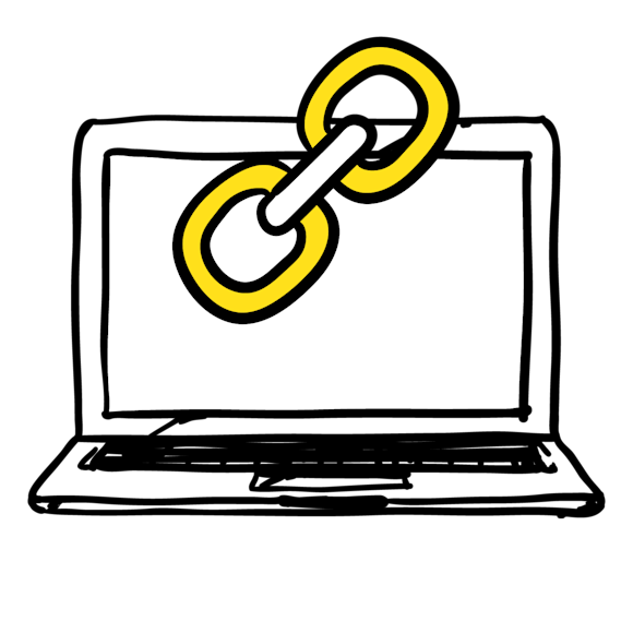 laptop with hyperlink