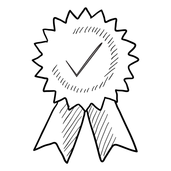 Ribbon with checkmark