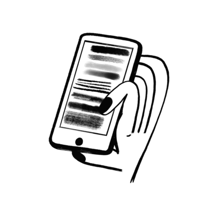 Illustration of a hand holding a phone
