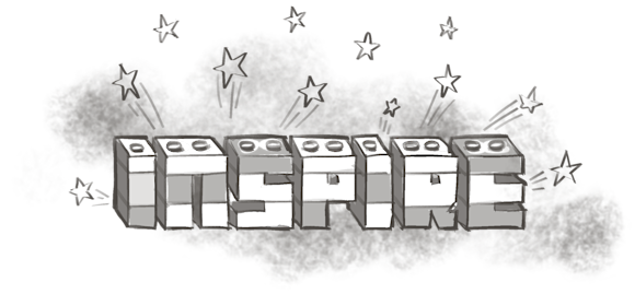 The word “inspire” written in legos.