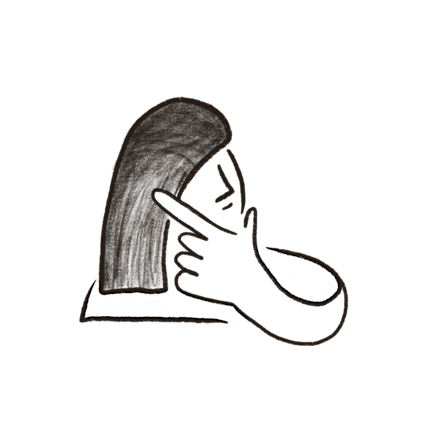 Doodle of a thinking woman.