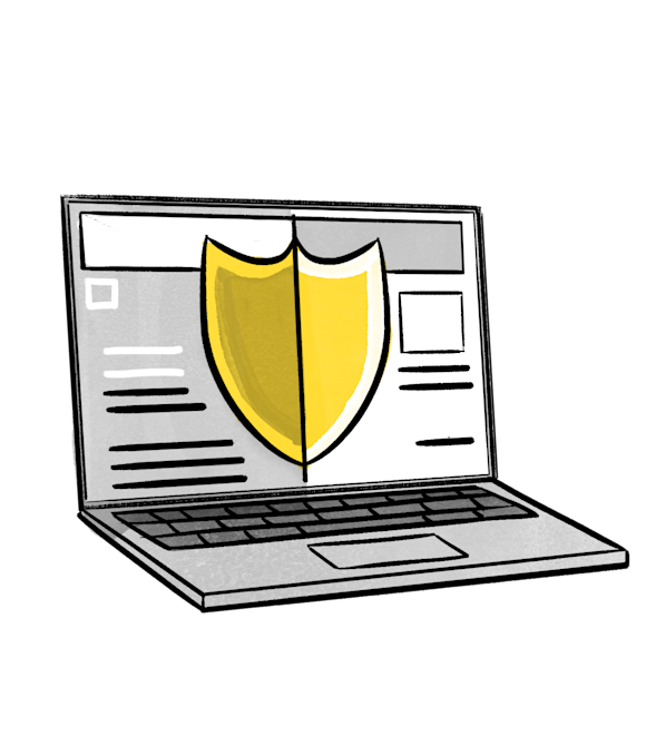 Laptop with split test of security badge