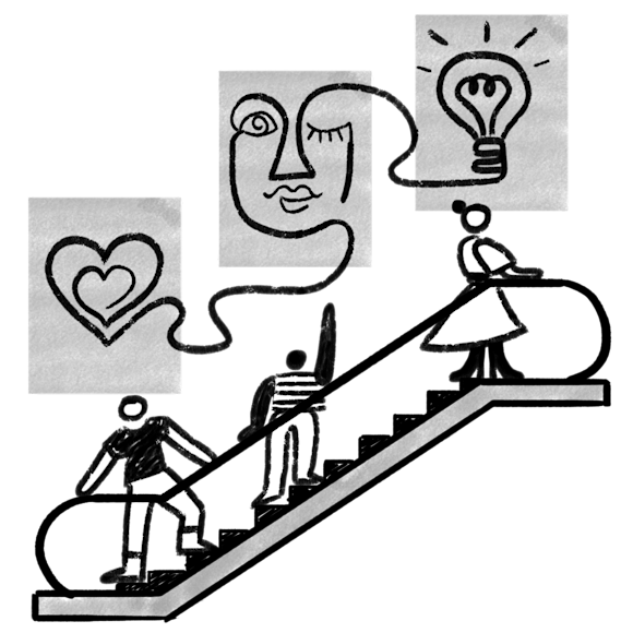 People on an escalator