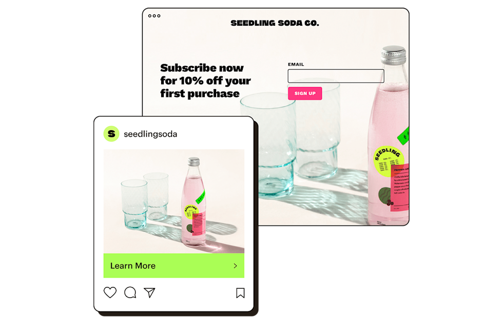 Image of Instagram post and email