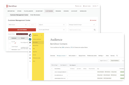With Barn2Door's automatic syncing, you can ensure that your customer list, product inventory, promos, and Mailchimp email list are always up-to-date and ready for your next marketing campaign.