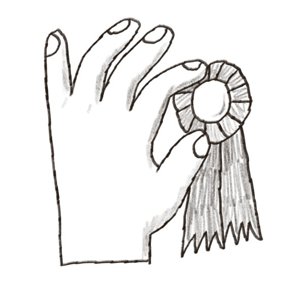 Hand holding a ribbon