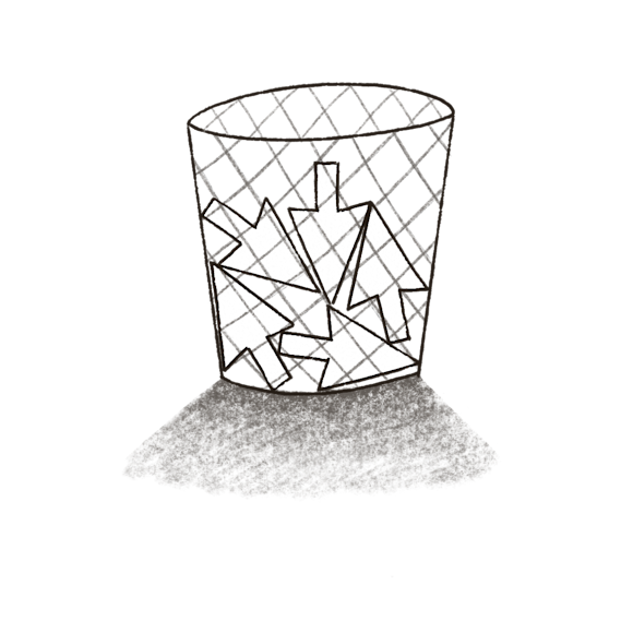 Trash bin with cursors