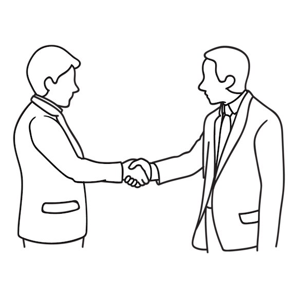 Graphic of two businessmen shaking hands